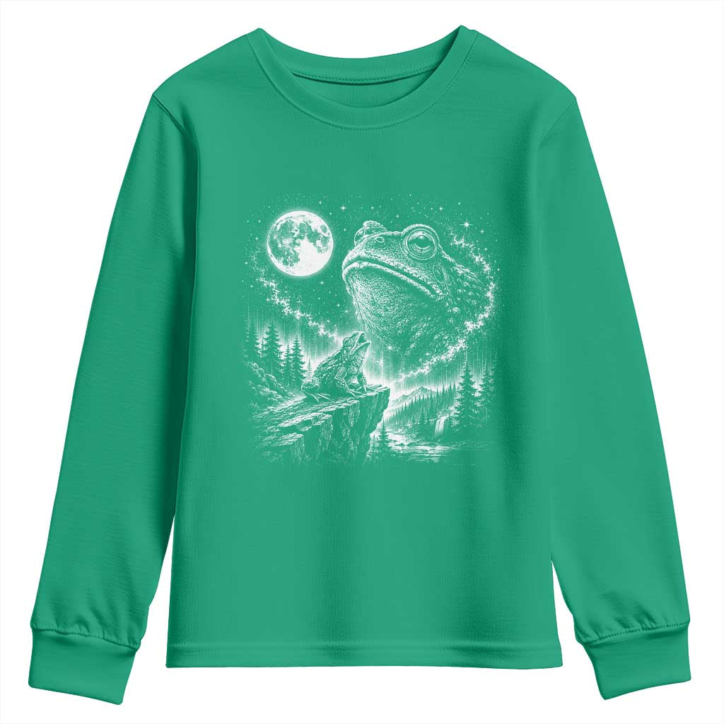 Frog Moon Youth Sweatshirt Vintage 90s Frog Howling to Moon Parody Meme