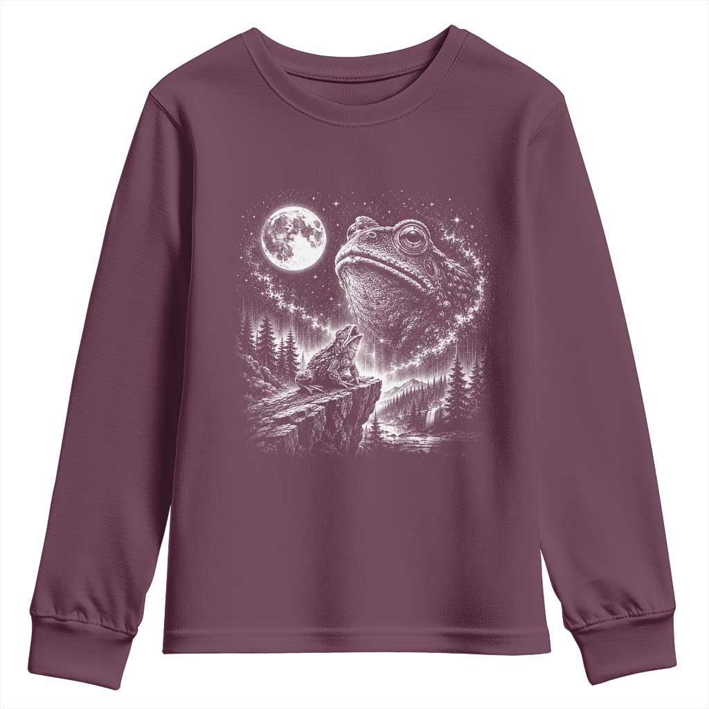Frog Moon Youth Sweatshirt Vintage 90s Frog Howling to Moon Parody Meme