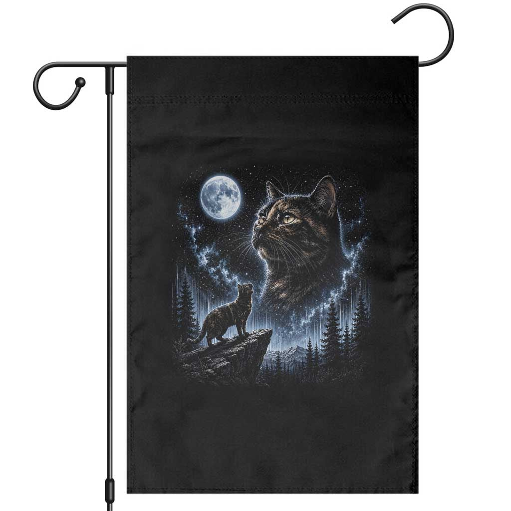 Tortoiseshell Cat Howling To The Moon Garden Flag Tortie Cat Lover 90s Retro
