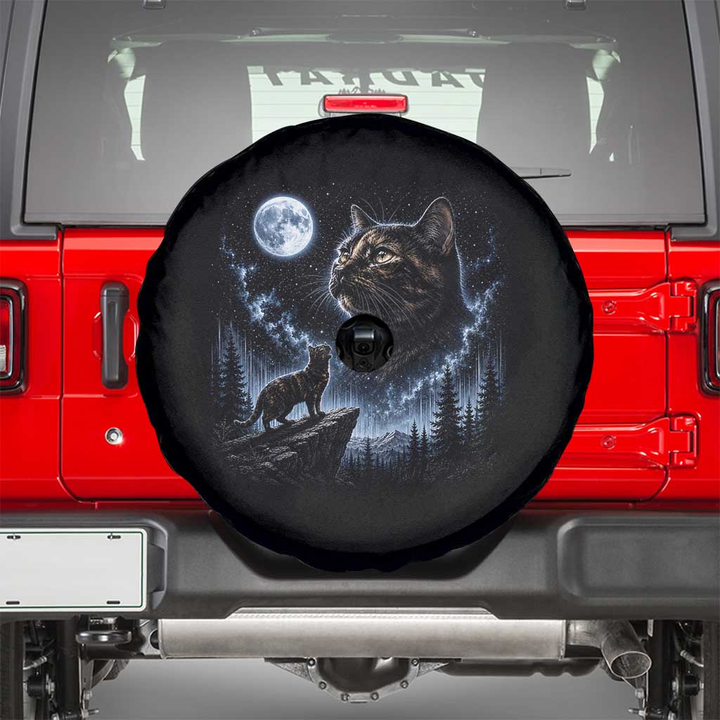 Tortoiseshell Cat Howling To The Moon Spare Tire Cover Tortie Cat Lover 90s Retro