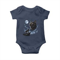 Tortoiseshell Cat Howling To The Moon Baby Onesie Tortie Cat Lover 90s Retro