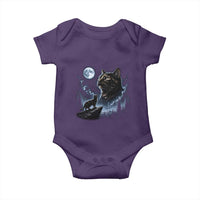Tortoiseshell Cat Howling To The Moon Baby Onesie Tortie Cat Lover 90s Retro