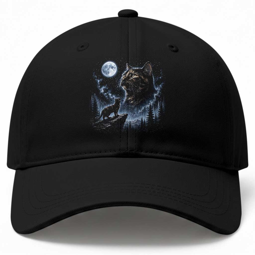 Tortoiseshell Cat Howling To The Moon Baseball Cap Tortie Cat Lover 90s Retro