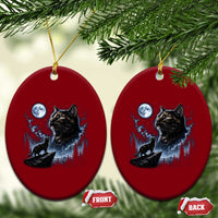 Tortoiseshell Cat Howling To The Moon Ceramic Ornament Tortie Cat Lover 90s Retro