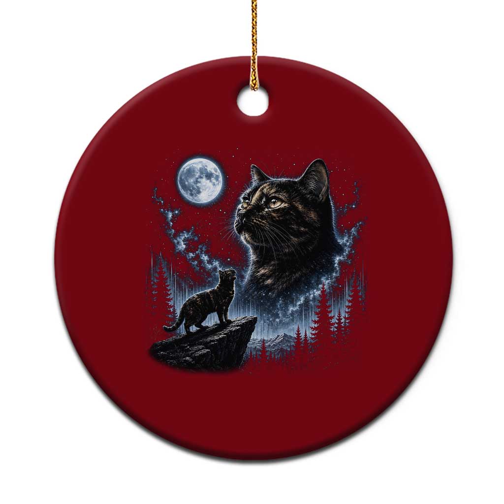 Tortoiseshell Cat Howling To The Moon Ceramic Ornament Tortie Cat Lover 90s Retro