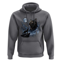 Tortoiseshell Cat Howling To The Moon Hoodie Tortie Cat Lover 90s Retro