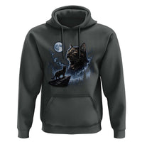 Tortoiseshell Cat Howling To The Moon Hoodie Tortie Cat Lover 90s Retro