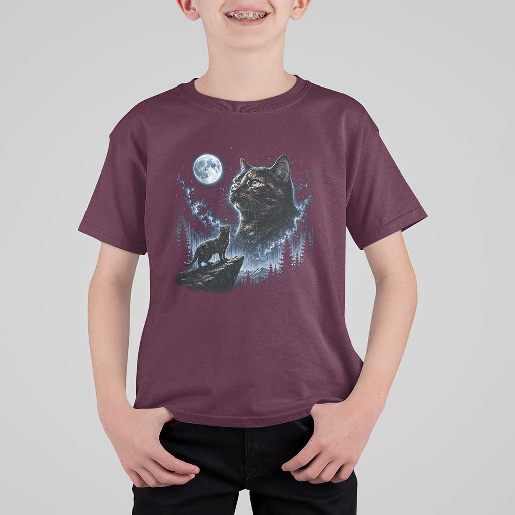 Tortoiseshell Cat Howling To The Moon T Shirt For Kid Tortie Cat Lover 90s Retro