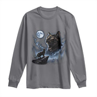 Tortoiseshell Cat Howling To The Moon Long Sleeve Shirt Tortie Cat Lover 90s Retro