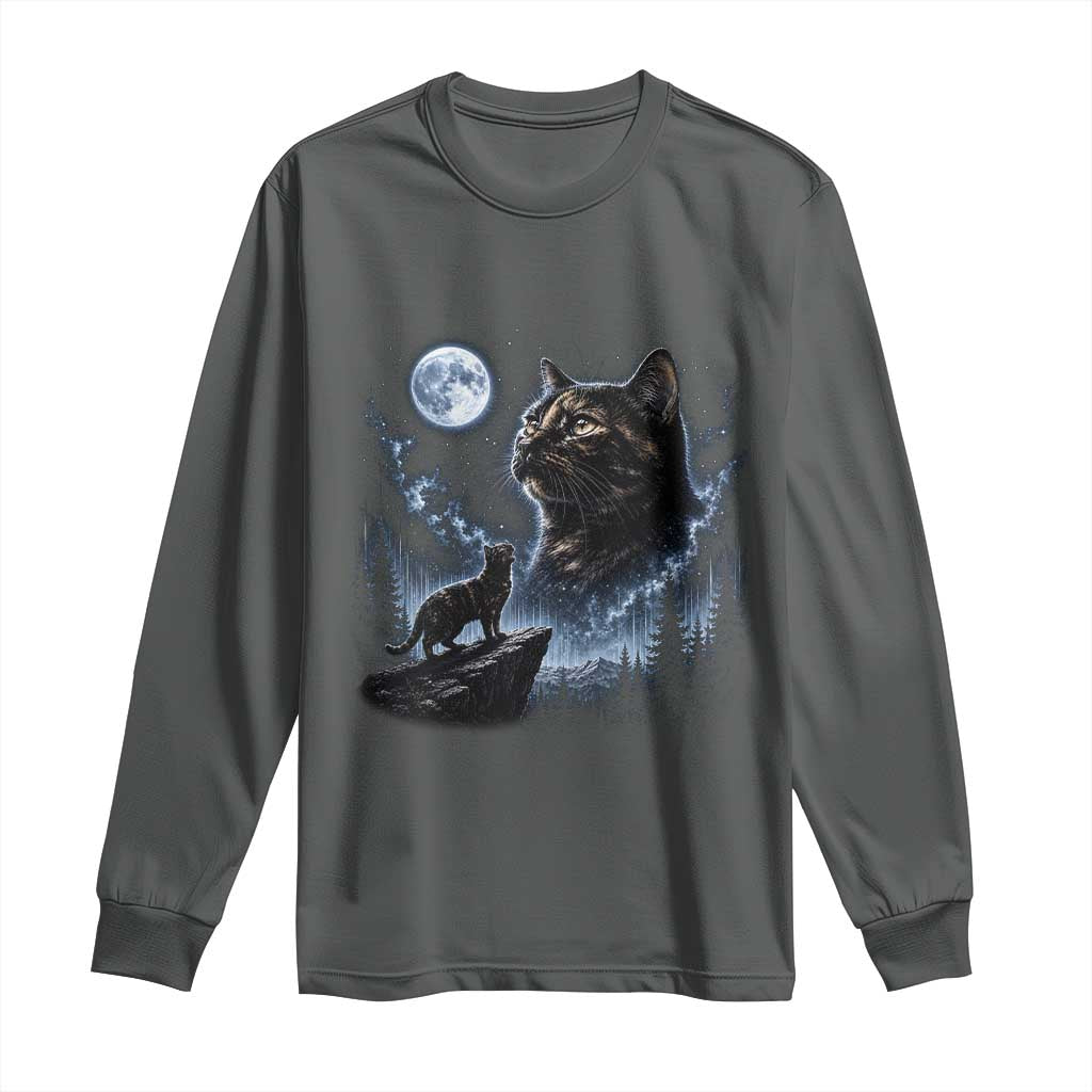 Tortoiseshell Cat Howling To The Moon Long Sleeve Shirt Tortie Cat Lover 90s Retro