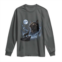 Tortoiseshell Cat Howling To The Moon Long Sleeve Shirt Tortie Cat Lover 90s Retro