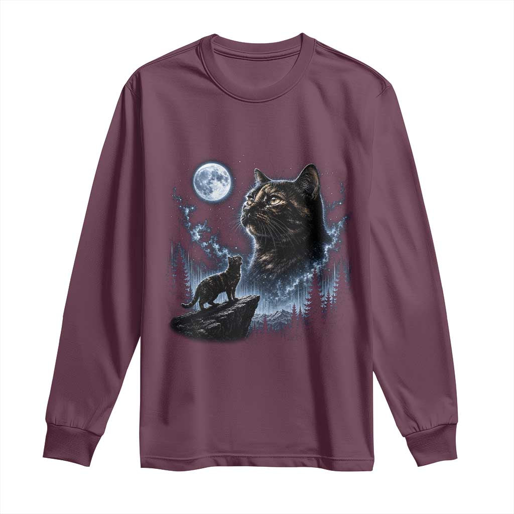 Tortoiseshell Cat Howling To The Moon Long Sleeve Shirt Tortie Cat Lover 90s Retro