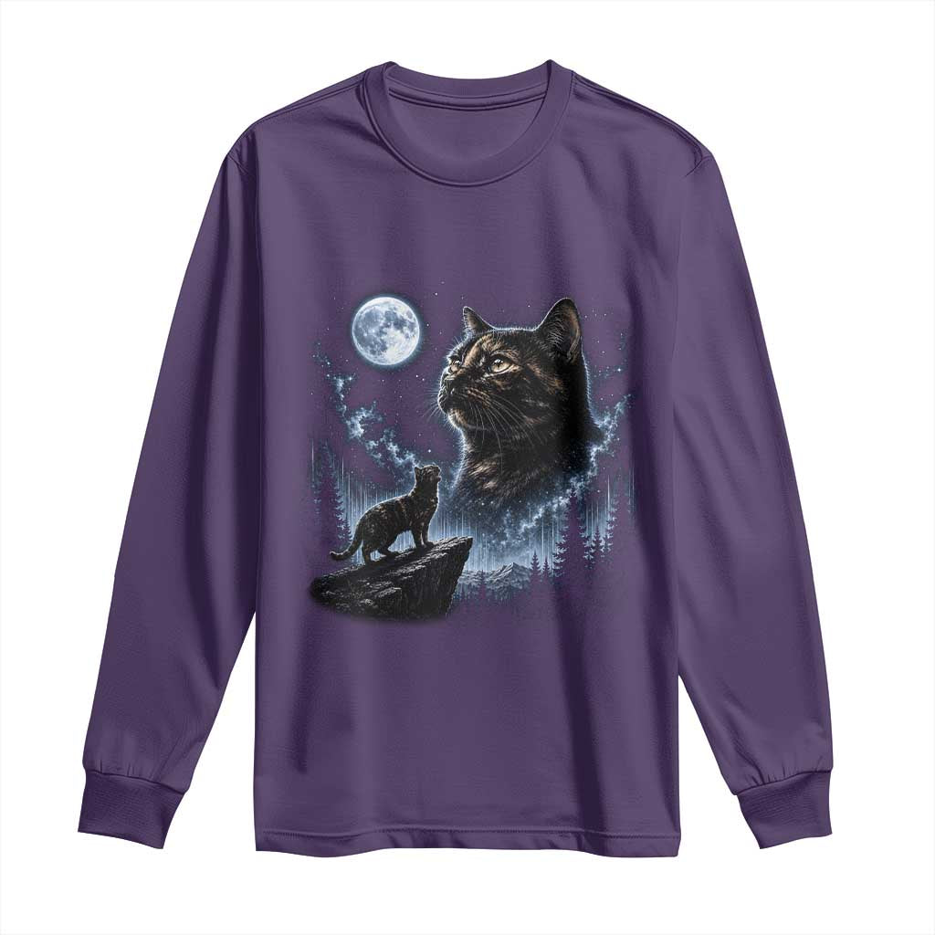 Tortoiseshell Cat Howling To The Moon Long Sleeve Shirt Tortie Cat Lover 90s Retro