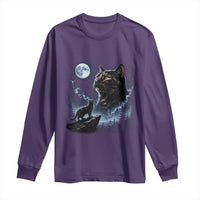Tortoiseshell Cat Howling To The Moon Long Sleeve Shirt Tortie Cat Lover 90s Retro