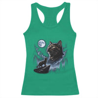 Tortoiseshell Cat Howling To The Moon Racerback Tank Top Tortie Cat Lover 90s Retro