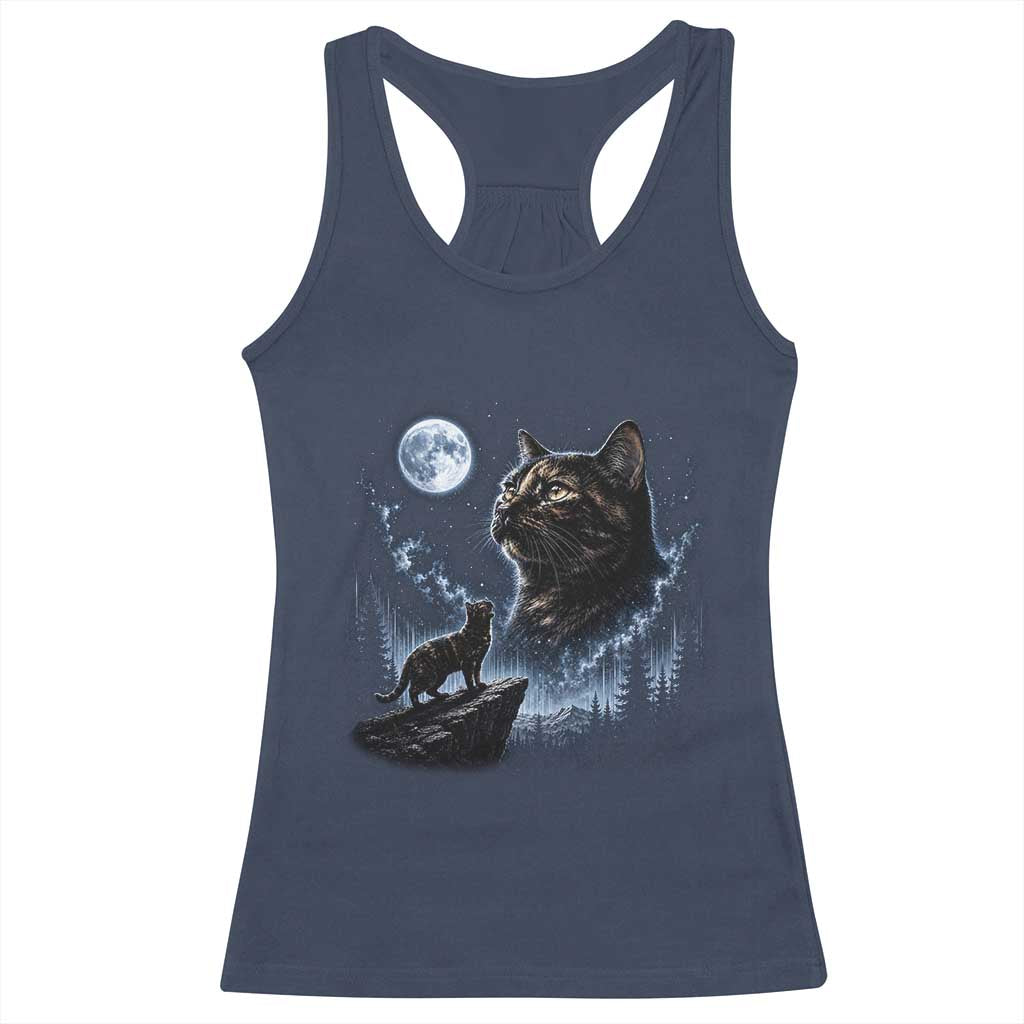 Tortoiseshell Cat Howling To The Moon Racerback Tank Top Tortie Cat Lover 90s Retro