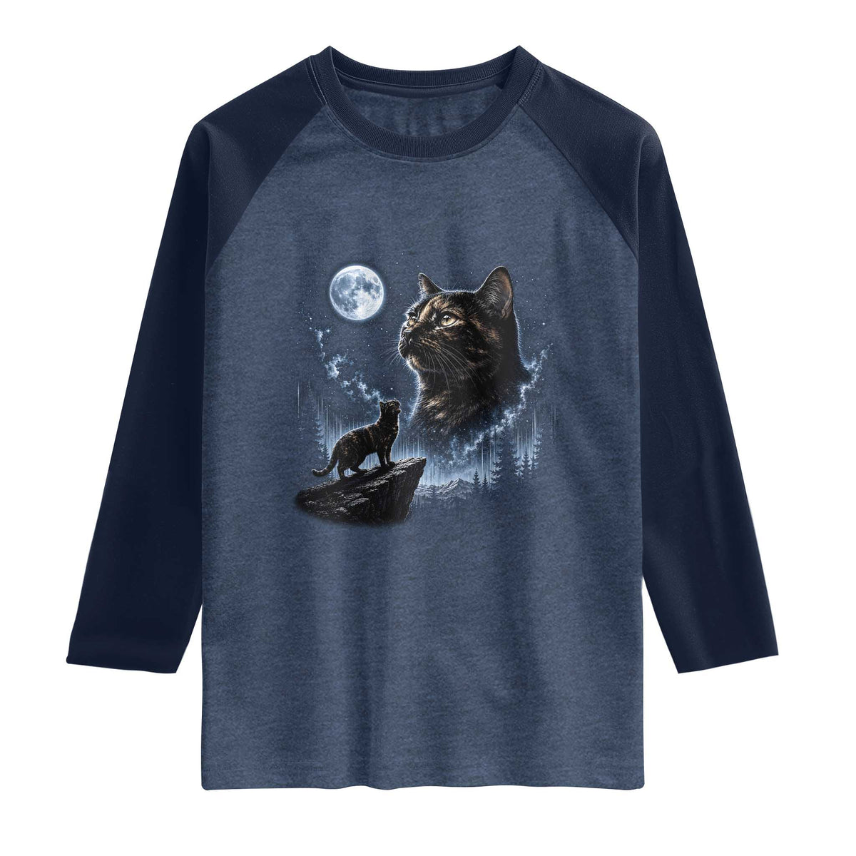 Tortoiseshell Cat Howling To The Moon Raglan Shirt Tortie Cat Lover 90s Retro