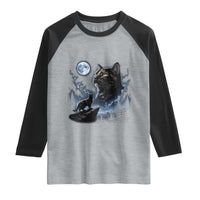 Tortoiseshell Cat Howling To The Moon Raglan Shirt Tortie Cat Lover 90s Retro