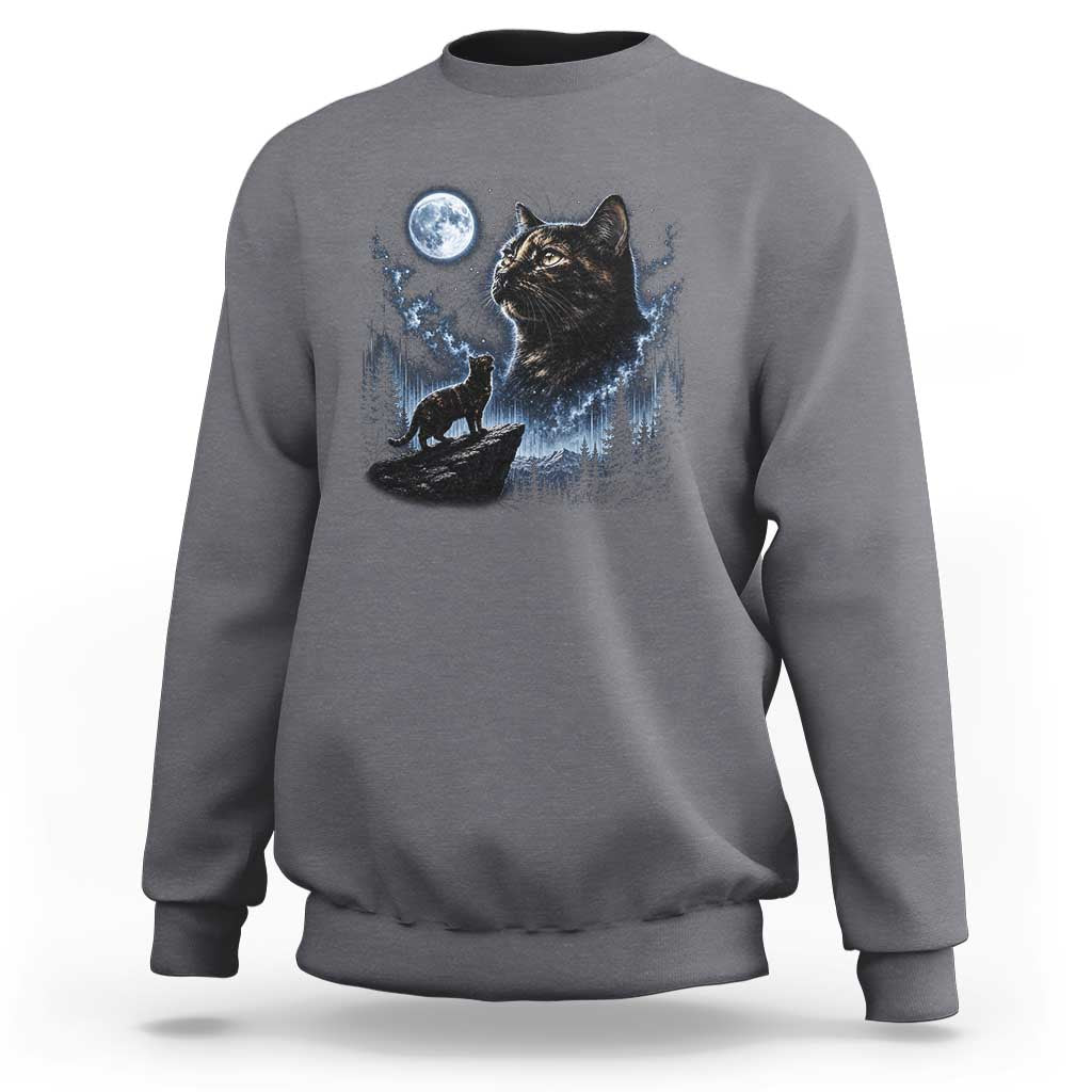 Tortoiseshell Cat Howling To The Moon Sweatshirt Tortie Cat Lover 90s Retro