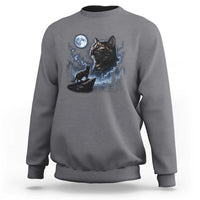 Tortoiseshell Cat Howling To The Moon Sweatshirt Tortie Cat Lover 90s Retro