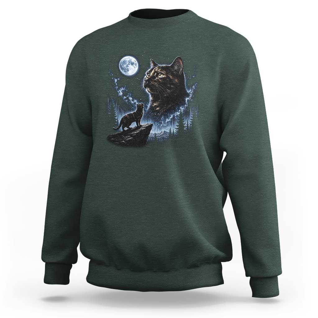 Tortoiseshell Cat Howling To The Moon Sweatshirt Tortie Cat Lover 90s Retro