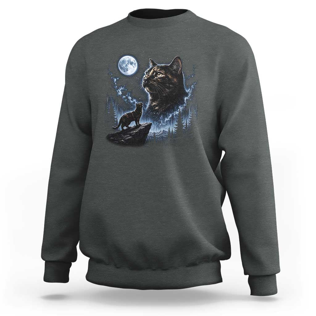Tortoiseshell Cat Howling To The Moon Sweatshirt Tortie Cat Lover 90s Retro