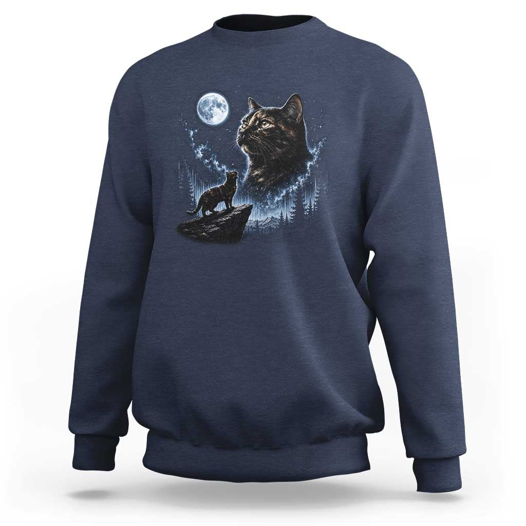 Tortoiseshell Cat Howling To The Moon Sweatshirt Tortie Cat Lover 90s Retro