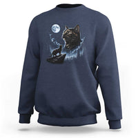 Tortoiseshell Cat Howling To The Moon Sweatshirt Tortie Cat Lover 90s Retro