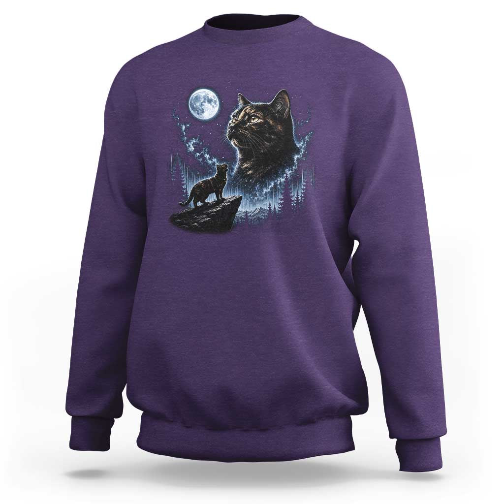 Tortoiseshell Cat Howling To The Moon Sweatshirt Tortie Cat Lover 90s Retro