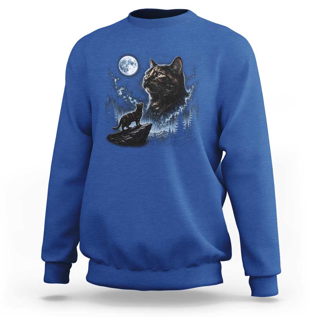 Tortoiseshell Cat Howling To The Moon Sweatshirt Tortie Cat Lover 90s Retro