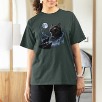 Tortoiseshell Cat Howling To The Moon T Shirt For Women Tortie Cat Lover 90s Retro