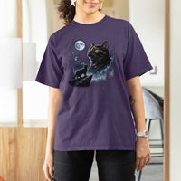 Tortoiseshell Cat Howling To The Moon T Shirt For Women Tortie Cat Lover 90s Retro