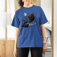Tortoiseshell Cat Howling To The Moon T Shirt For Women Tortie Cat Lover 90s Retro