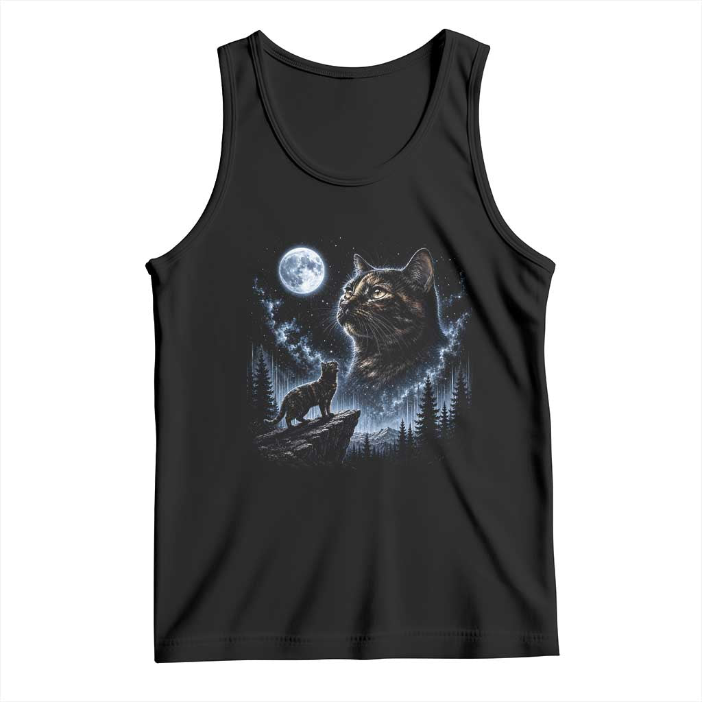 Tortoiseshell Cat Howling To The Moon Tank Top Tortie Cat Lover 90s Retro