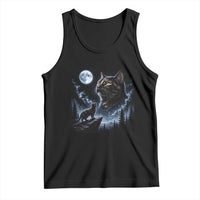 Tortoiseshell Cat Howling To The Moon Tank Top Tortie Cat Lover 90s Retro