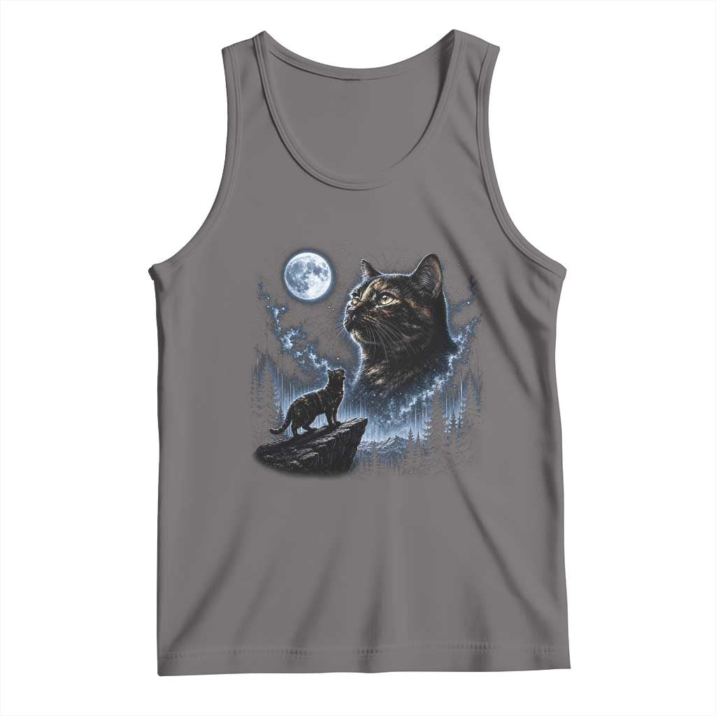 Tortoiseshell Cat Howling To The Moon Tank Top Tortie Cat Lover 90s Retro