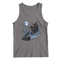 Tortoiseshell Cat Howling To The Moon Tank Top Tortie Cat Lover 90s Retro