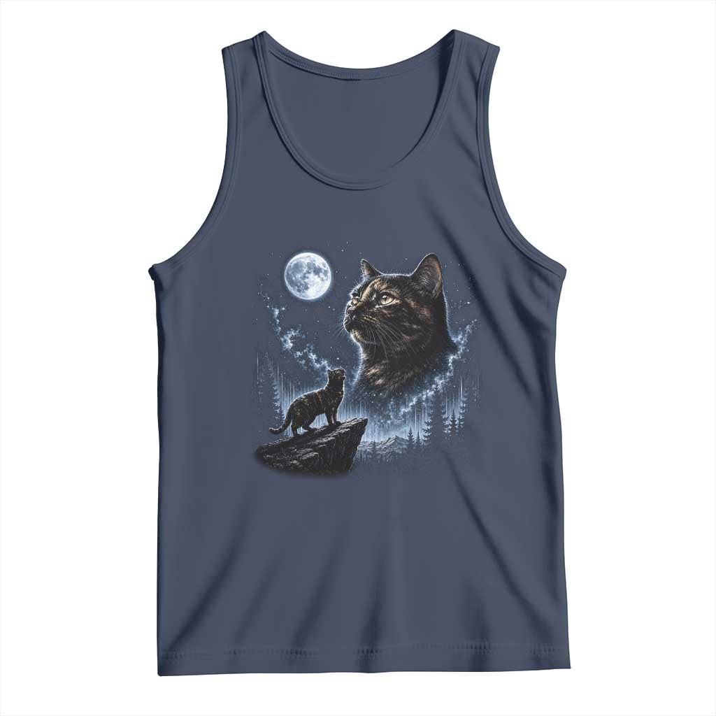Tortoiseshell Cat Howling To The Moon Tank Top Tortie Cat Lover 90s Retro
