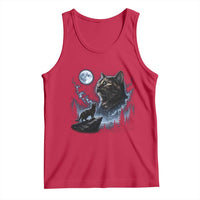 Tortoiseshell Cat Howling To The Moon Tank Top Tortie Cat Lover 90s Retro