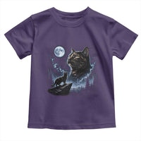 Tortoiseshell Cat Howling To The Moon Toddler T Shirt Tortie Cat Lover 90s Retro