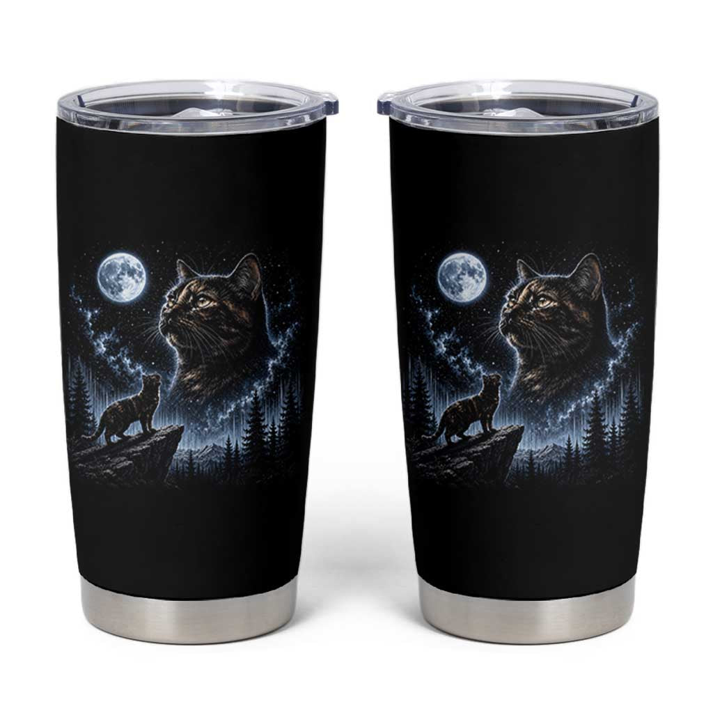 Tortoiseshell Cat Howling To The Moon Tumbler Cup Tortie Cat Lover 90s Retro