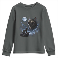 Tortoiseshell Cat Howling To The Moon Youth Sweatshirt Tortie Cat Lover 90s Retro