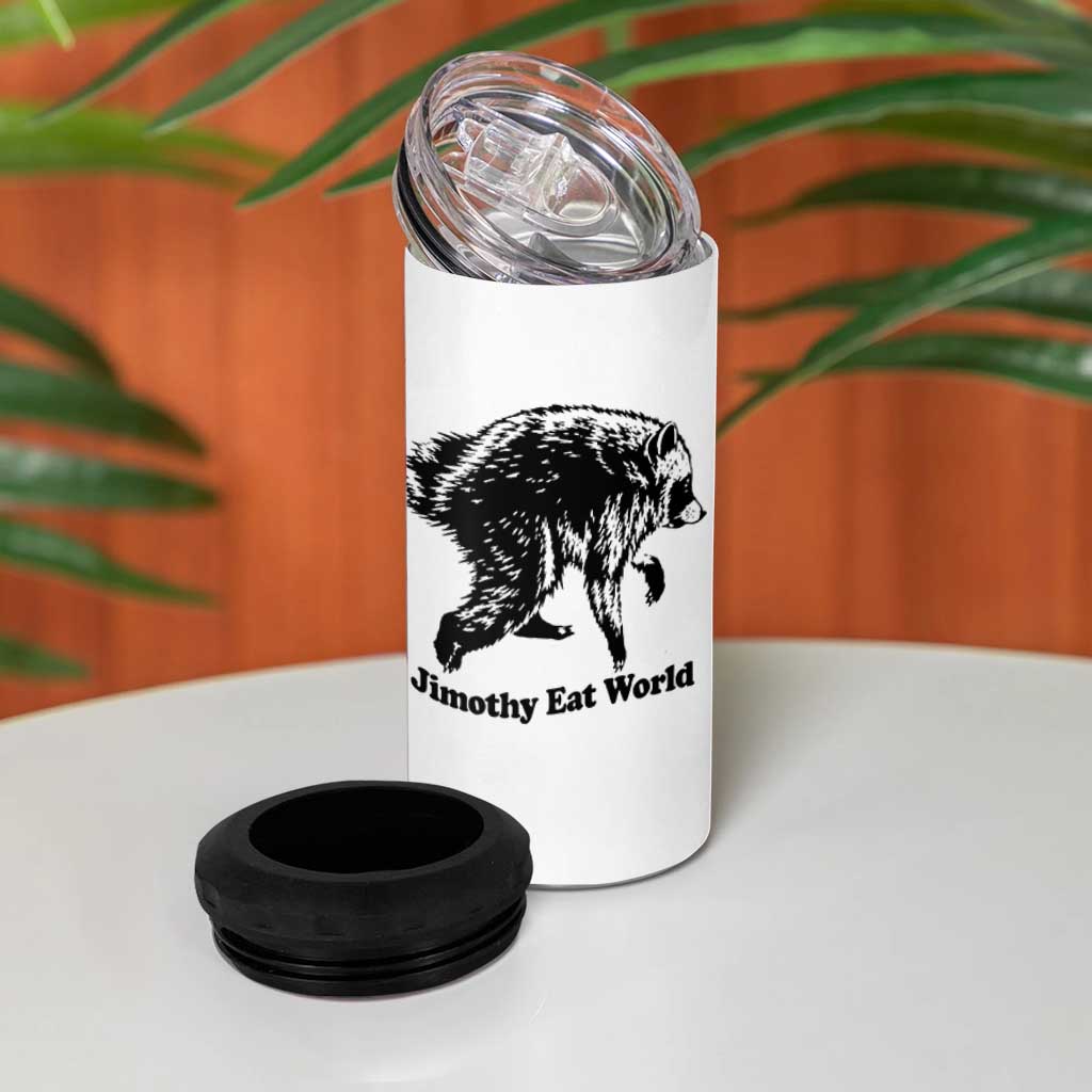 Jimothy Eat World Funny Viral Raccoon Seattle Trash Panda 4 in 1 Can Cooler Tumbler