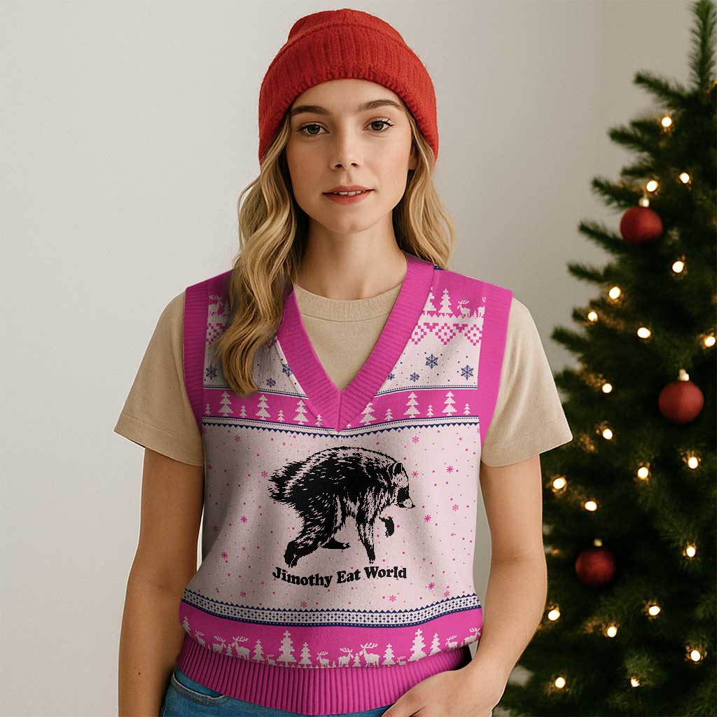 Jimothy Eat World Funny Viral Raccoon Seattle Trash Panda V-Neck Knit Sweater Vest