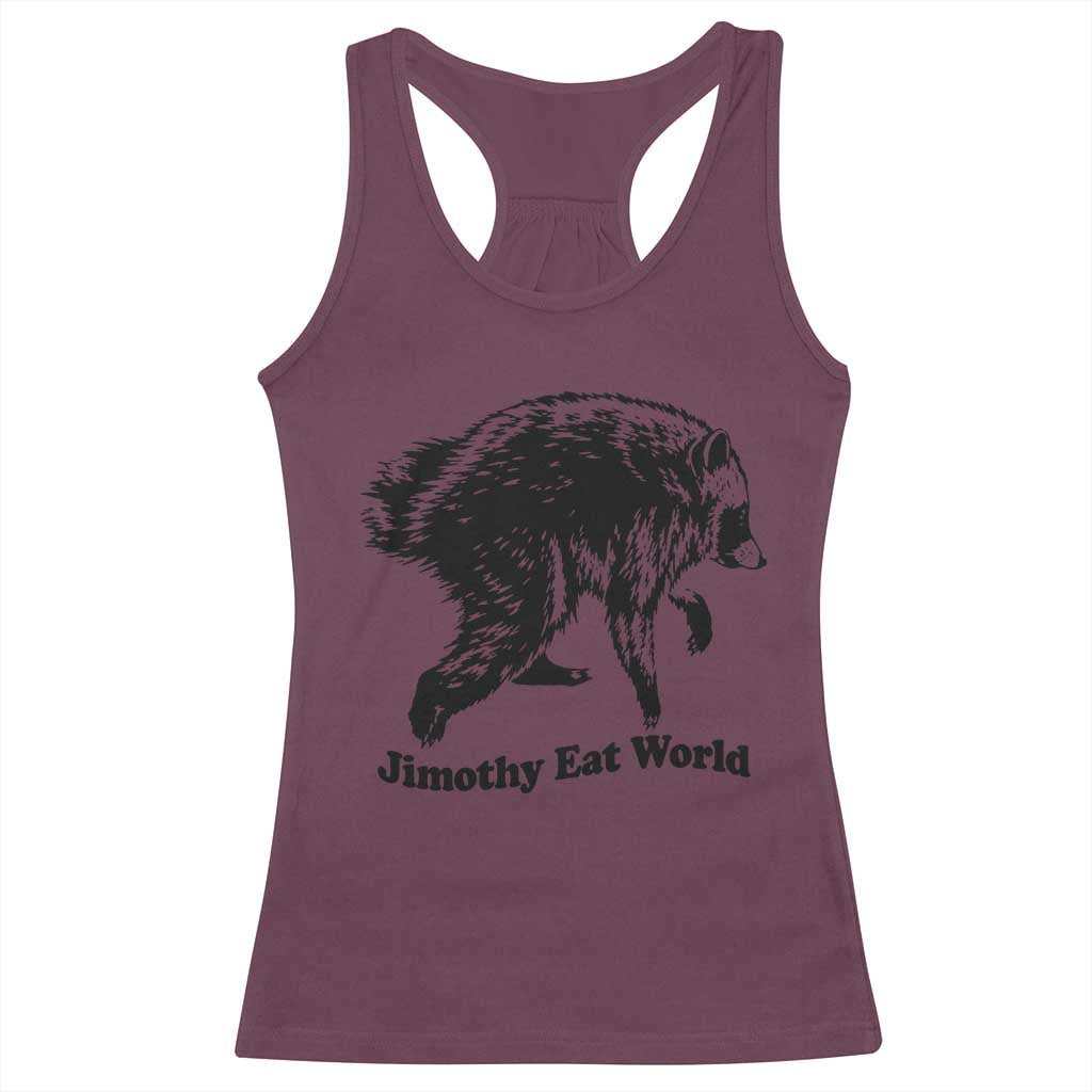Jimothy Eat World Funny Viral Raccoon Seattle Trash Panda Racerback Tank Top