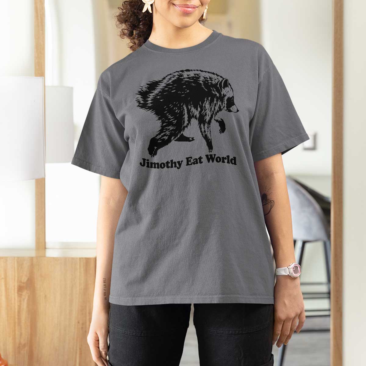 Jimothy Eat World Funny Viral Raccoon Seattle Trash Panda T Shirt For Women