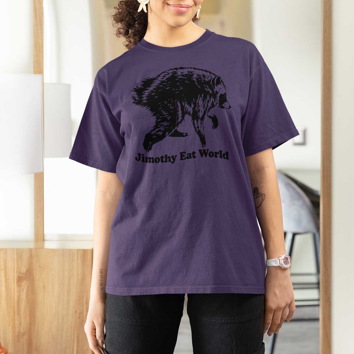 Jimothy Eat World Funny Viral Raccoon Seattle Trash Panda T Shirt For Women
