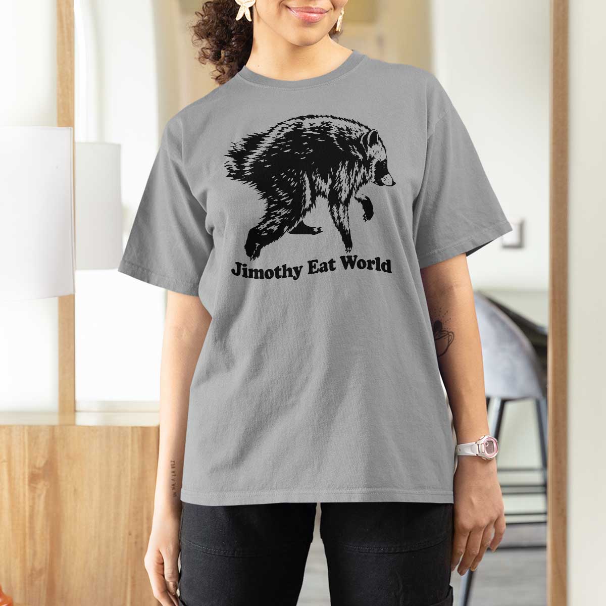 Jimothy Eat World Funny Viral Raccoon Seattle Trash Panda T Shirt For Women
