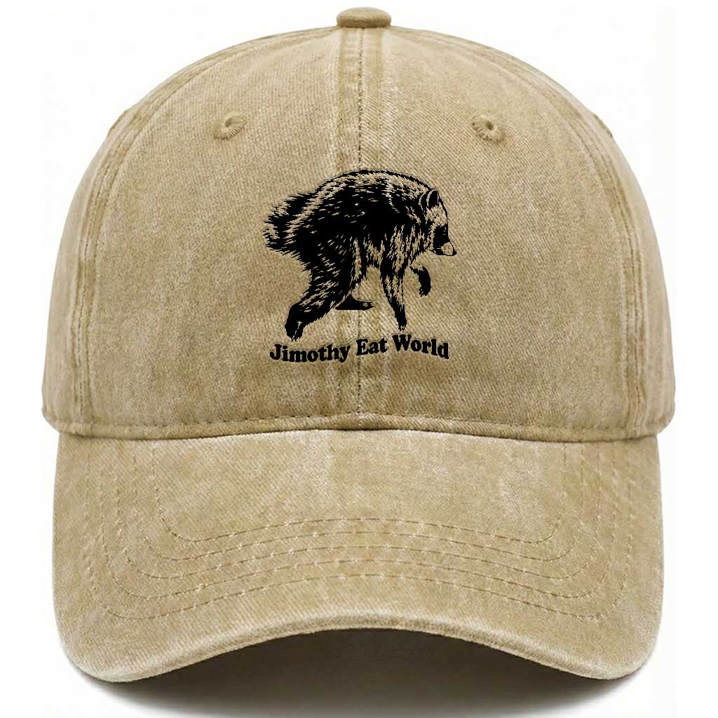 Jimothy Eat World Funny Viral Raccoon Seattle Trash Panda Washed Cotton Baseball Cap