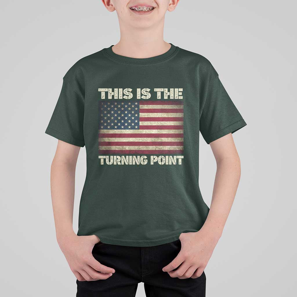 Retro This is The Turning Point T Shirt For Kid Vintage USA Freedom Patriotic America Flag - Wonder Print Shop